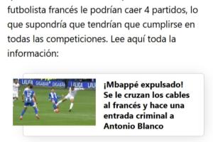 开元棋牌-或将缺席国王杯决赛！每体：姆巴佩染红可能被禁赛4场 无缘战巴萨